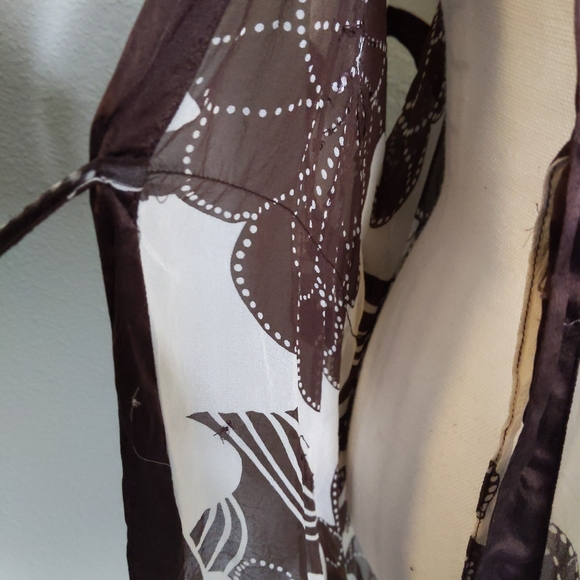 Bebe Silk Vintage 90s Sheer Cover Kimono Wrap Top Beaded Brown - Picture 5 of 8